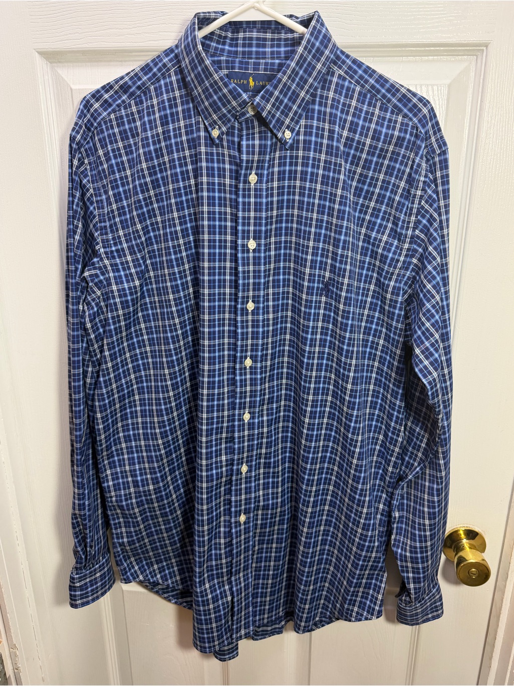 Ralph Lauren Navy & White Plaid Button-Down Shirt